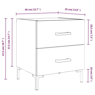 vidaXL sengebord 40x35x47,5 cm konstrueret træ grå sonoma-eg