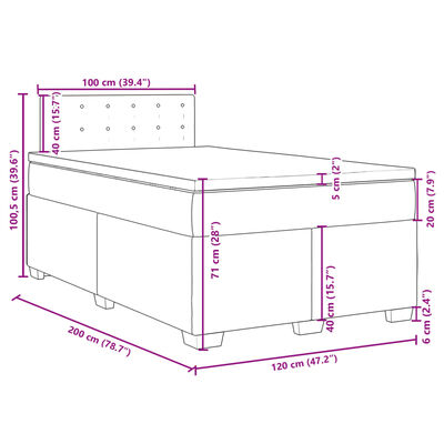 vidaXL kontinentalseng 120x200 cm kunstlæder cappuccinofarvet