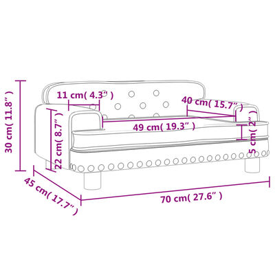 vidaXL sofa til børn 70x45x30 cm fløjl blå