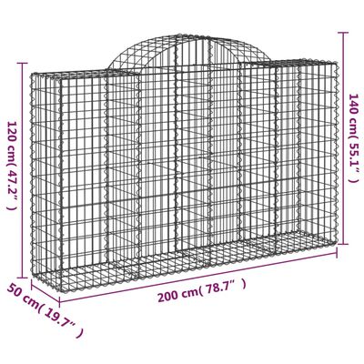 vidaXL buede gabionkurve 5 stk. 200x50x120/140 cm galvaniseret jern