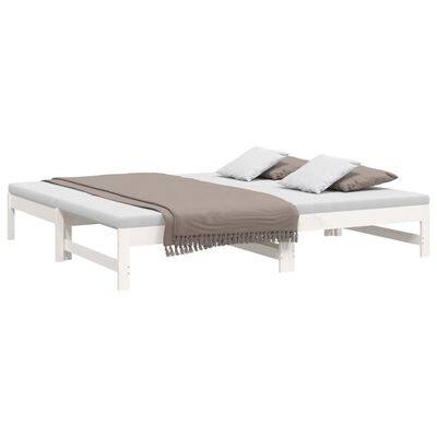 vidaXL daybed med udtræk 2x(75x190) cm massivt fyrretræ hvid