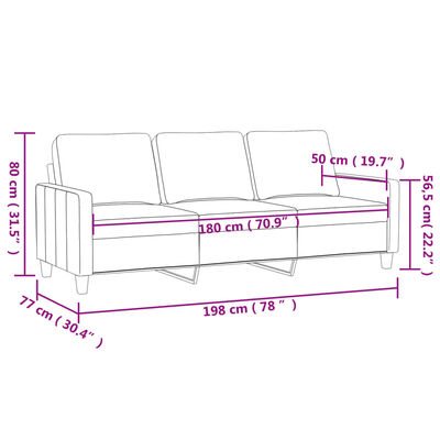 vidaXL 3-personers sofa 180 cm stof brun