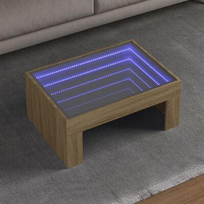 vidaXL sofabord med Infinity LED-lys 70x50x30 cm sonoma-eg