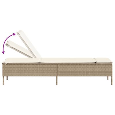 vidaXL liggestole 2 stk. med hynder polyrattan beige