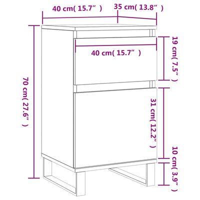 vidaXL skænk 40x35x70 cm konstrueret træ grå sonoma-eg