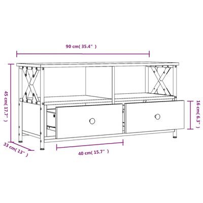 vidaXL tv-bord 90x33x45 cm konstrueret træ og jern sort