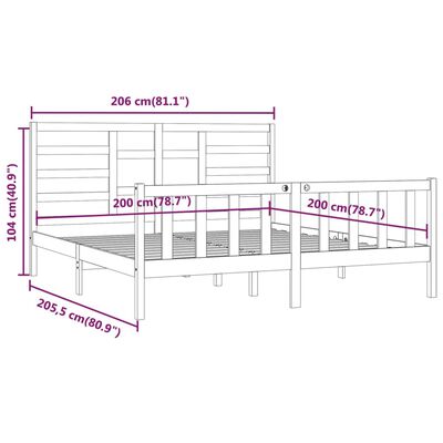 vidaXL sengeramme 200x200 cm massivt fyrretræ