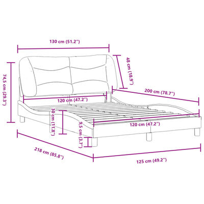 vidaXL sengeramme med LED-lys 120x200 cm kunstlæder brun