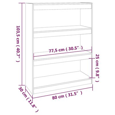 vidaXL bogreol/rumdeler 80x30x103,5 cm fyrretræ gyldenbrun