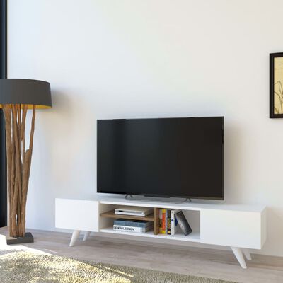 Homemania tv-bord Dore 160x29,7x40,6 cm hvid og valnødfarvet