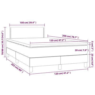 vidaXL kontinentalseng med madras 120x200 cm kunstlæder grå