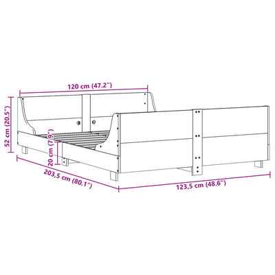 vidaXL sengeramme uden madras 120x200 cm massivt fyrretræ hvid