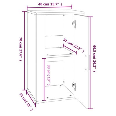 vidaXL skænk 40x33x70 cm konstrueret træ grå sonoma-eg