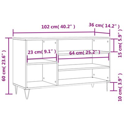 vidaXL skoreol 102x36x60 cm konstrueret træ hvid