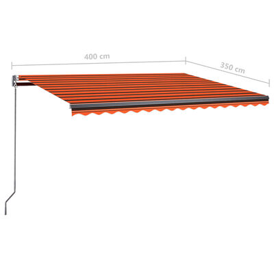 vidaXL markise m. LED + vindsensor 400x350 cm automatisk orange/brun