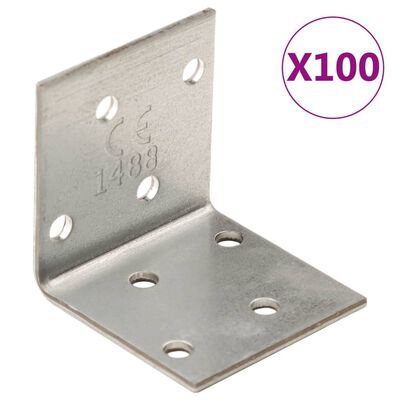 vidaXL vinkelbeslag 100 stk. 2 mm 2 mm 40x40x40 mm galvaniseret stål