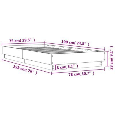 vidaXL sengeramme 75x190 cm uden madras konstrueret træ sonoma-eg