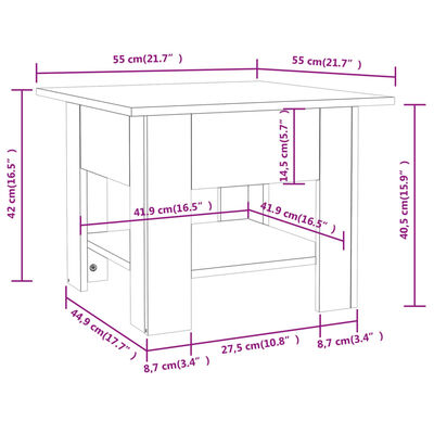 vidaXL sofabord 55x55x42 cm konstrueret træ sort