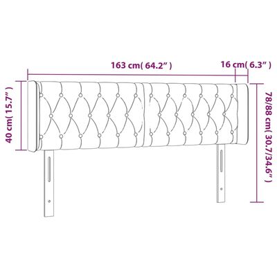 vidaXL sengegavl med LED-lys 163x16x78/88 cm stof blå