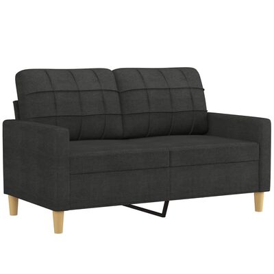 vidaXL 2-personers sofa med pyntepuder 120 cm stof sort