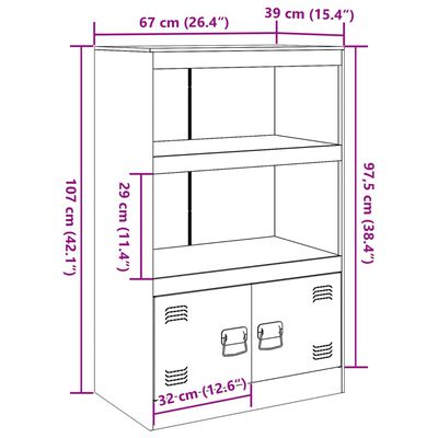 vidaXL skab 67x39x107 cm stål antracitgrå