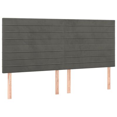 vidaXL sengegavl med LED-lys 200x5x118/128 cm fløjl mørkegrå