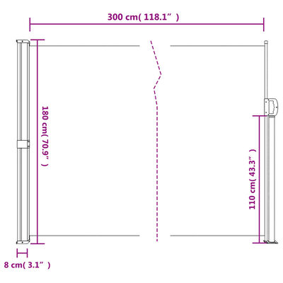 vidaXL sammenrullelig sidemarkise 180x300 cm beige