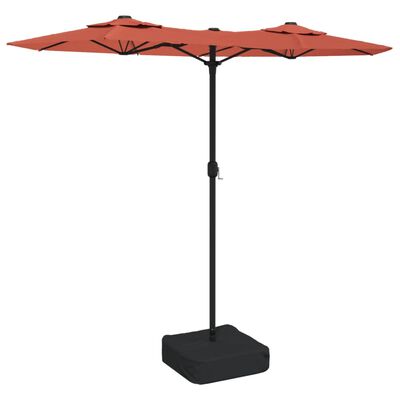 vidaXL parasol med dobbelt parasoldug og LED-lys 316x240 cm terrakotta