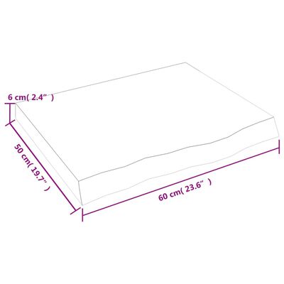 vidaXL bordplade 60x50x(2-6) cm ubehandlet massivt egetræ