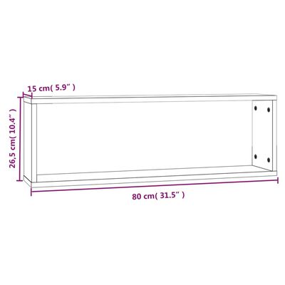 vidaXL væghylder 4 stk. 80x15x26,5 cm konstrueret træ brunt egetræ