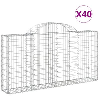 vidaXL buede gabionkurve 40 stk. 200x30x100/120 cm galvaniseret jern