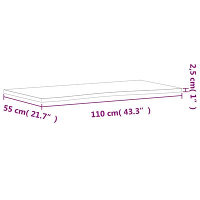 vidaXL skrivebordsplade 110x(50-55)x2,5 cm massivt bøgetræ