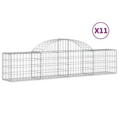 vidaXL buede gabionkurve 11 stk. 200x30x40/60 cm galvaniseret jern