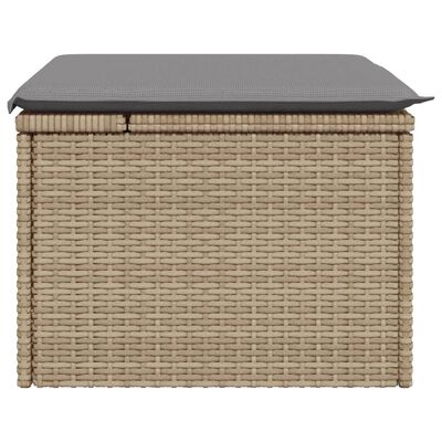 vidaXL haveskammel med hynde 55x55x37 cm polyrattan beige