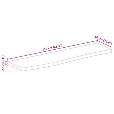 vidaXL bordplade 110x30x2,5 cm naturlig kant massivt mangotræ