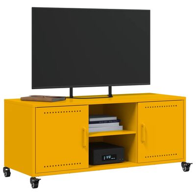 vidaXL tv-bord 100,5x39x43,5 cm koldvalset stål sennepsgul