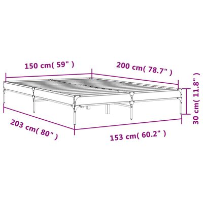 vidaXL sengestel 150x200cm konstrueret træ og metal røget egetræsfarve