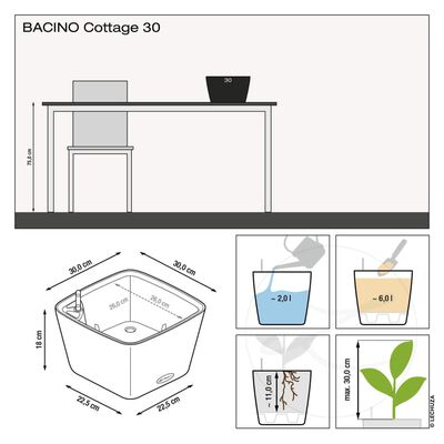 LECHUZA plantekrukke BACINO Cottage ALL-IN-ONE 30x30 cm sandfarvet