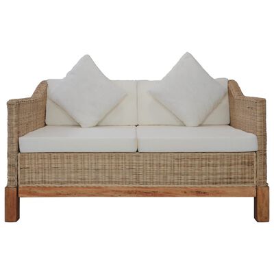 vidaXL 2-personers sofa med hynder naturlig rattan