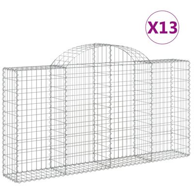 vidaXL buede gabionkurve 13 stk. 200x30x100/120 cm galvaniseret jern