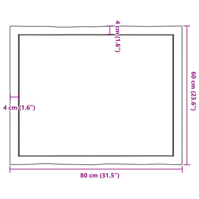 vidaXL bordplade 80x60x(2-4) cm naturlig kant behandlet træ lysebrun