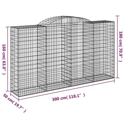 vidaXL buede gabionkurve 20 stk. 300x50x160/180 cm galvaniseret jern