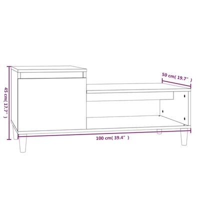 vidaXL sofabord 100x50x45 cm konstrueret træ røget egetræsfarve