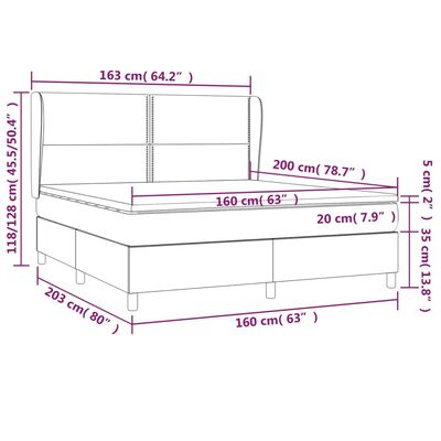 vidaXL kontinentalseng 160x200 cm kunstlæder hvid