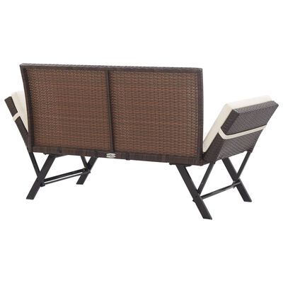 vidaXL havebænk med hynder 176 cm polyrattan brun