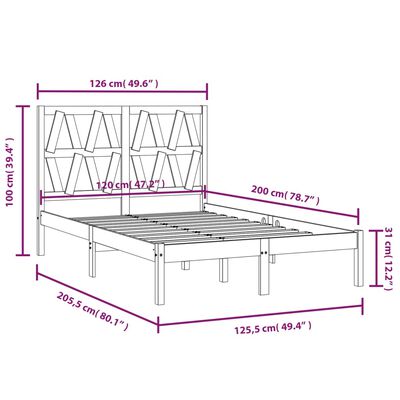 vidaXL sengeramme 120x200 cm massivt fyrretræ