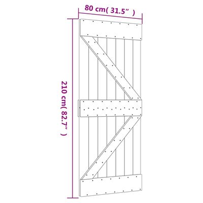 vidaXL skydedør med monteringssæt 80x210 cm massivt fyrretræ