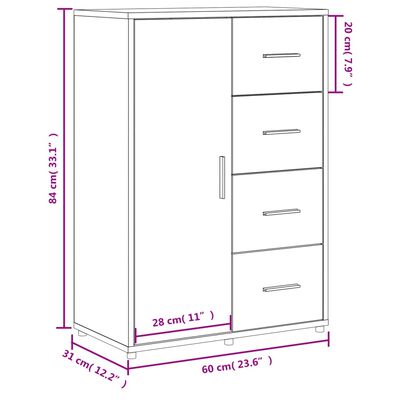 vidaXL skab 60x31x84 cm konstrueret træ røget egetræsfarve