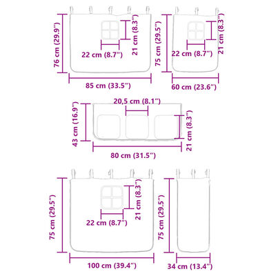 vidaXL køjeseng med gardiner 75x190 cm massivt fyrretræ hvid og sort