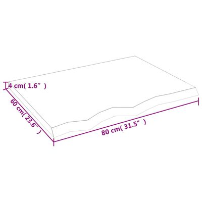 vidaXL bordplade 80x60x(2-4) cm behandlet massivt egetræ lysebrun